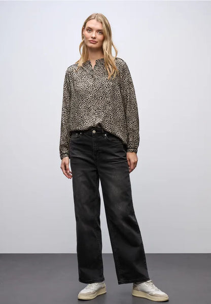 Street One Leo Print Blouse with piping detail 346114