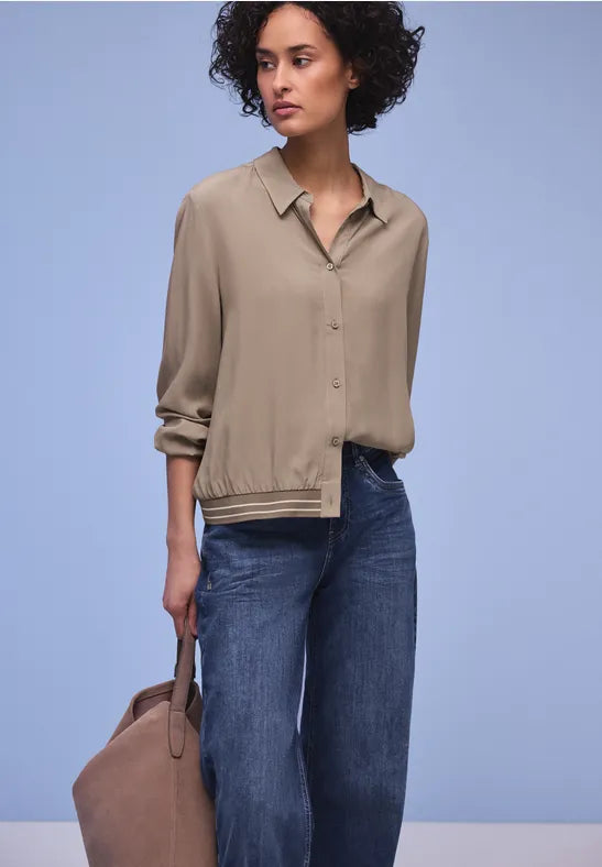 Street One Blouse with Collar and Sporty Waistband 346365