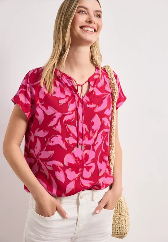 Street One Print blouse with Deep elasticated waistband 346634