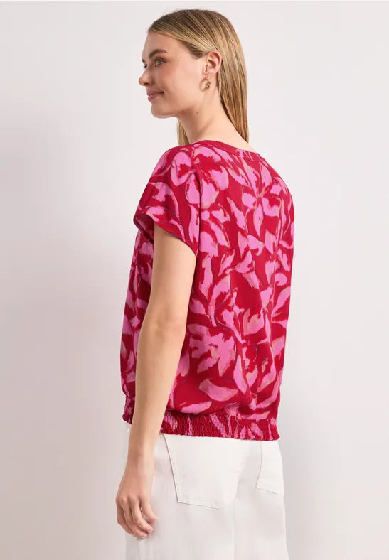 Street One Print blouse with Deep elasticated waistband 346634