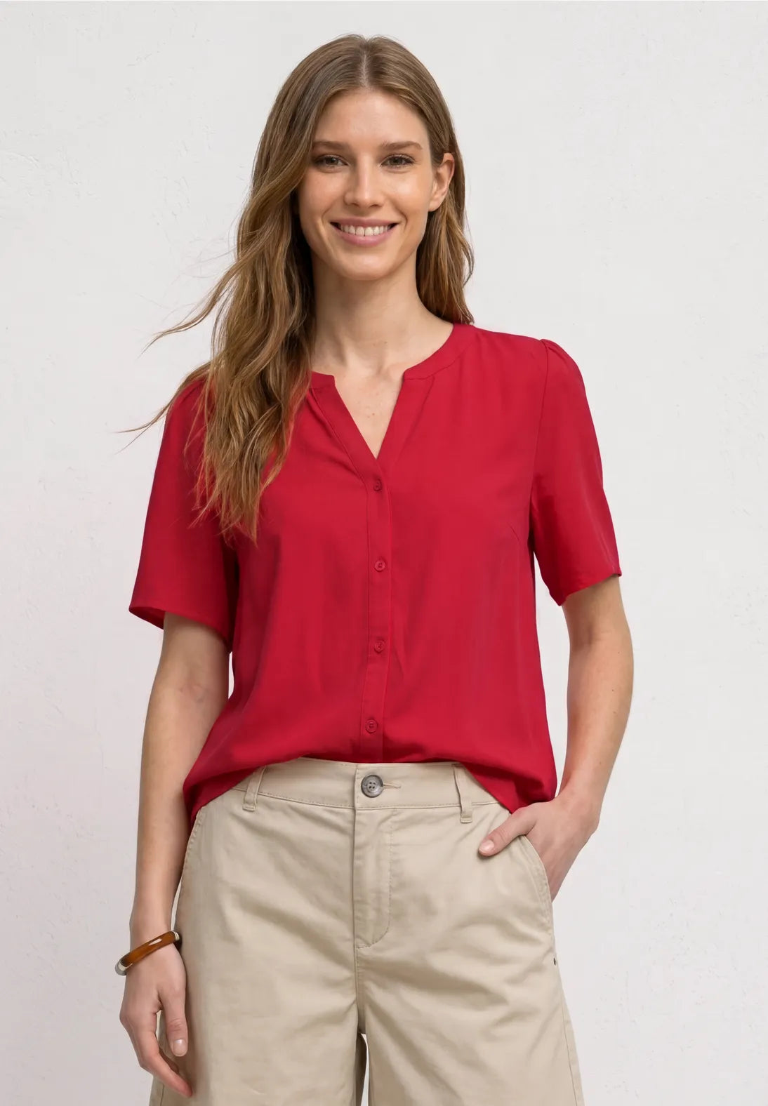 Street One Short-sleeved blouse with split neck and buttons 346642