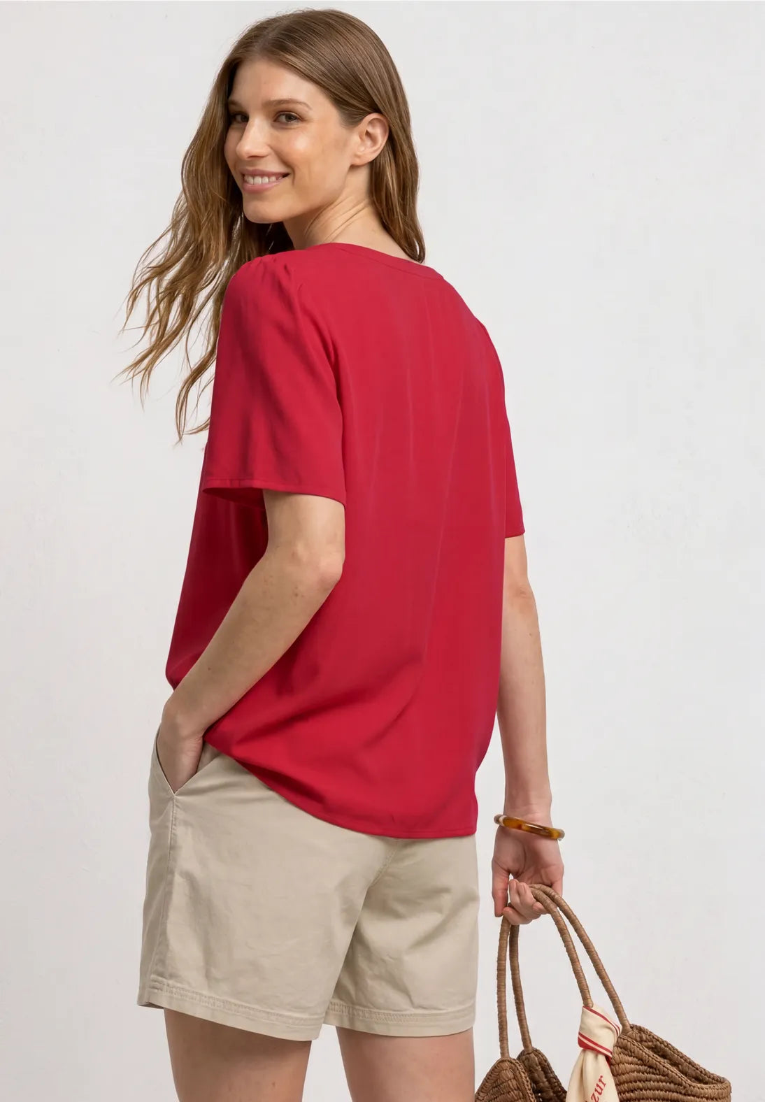 Street One Short-sleeved blouse with split neck and buttons 346642