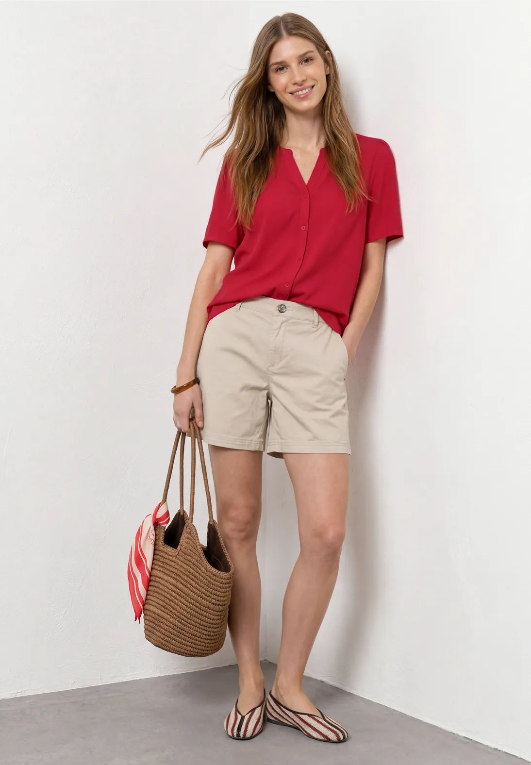 Street One Short-sleeved blouse with split neck and buttons 346642