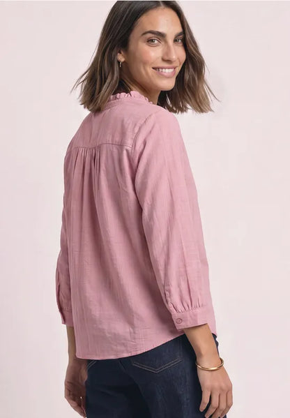 Street One Cotton Long-sleeved corduroy blouse with ruffle details346864
