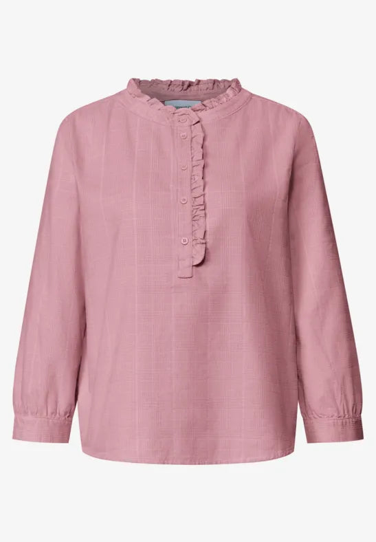 Street One Cotton Long-sleeved corduroy blouse with ruffle details346864