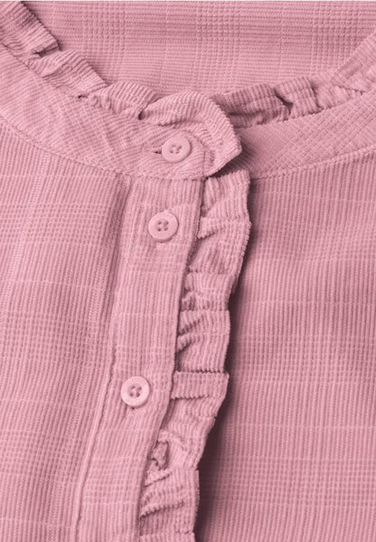 Street One Cotton Long-sleeved corduroy blouse with ruffle details346864