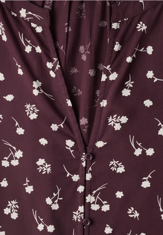 Street One Split neck blouse with 3/4 sleeve in Berry 346939