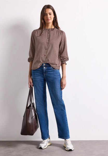 Street One Long-sleeved blouse with round neck and ruffles346946