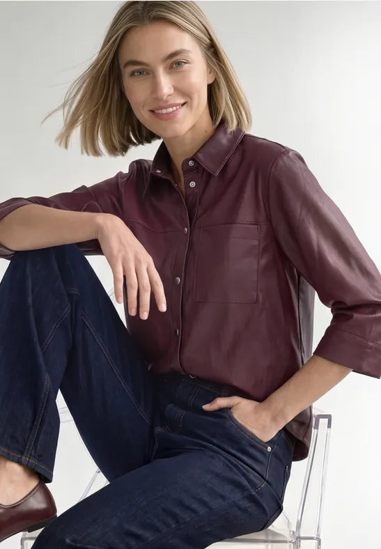 Street One  3/4-sleeve shirt blouse in a leather look 346947