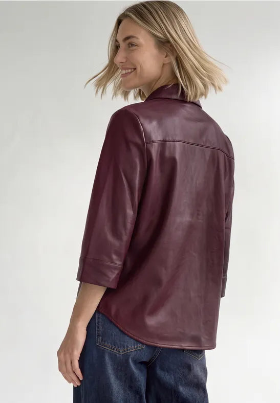 Street One  3/4-sleeve shirt blouse in a leather look 346947