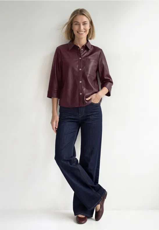 Street One  3/4-sleeve shirt blouse in a leather look 346947