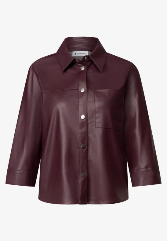 Street One  3/4-sleeve shirt blouse in a leather look 346947