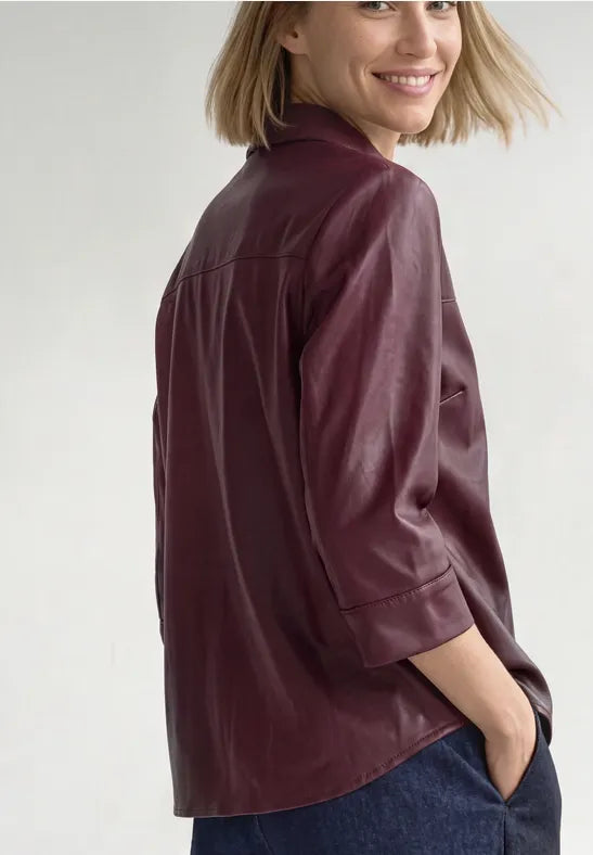 Street One  3/4-sleeve shirt blouse in a leather look 346947
