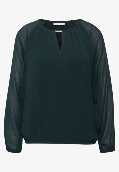 Street One Chiffon Long Sleeve top in Stormy Green  347007