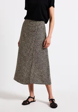 Street One minimal Leopard print faux wrap skirt 361724