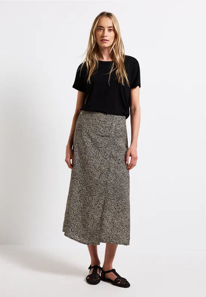 Street One minimal Leopard print faux wrap skirt 361724