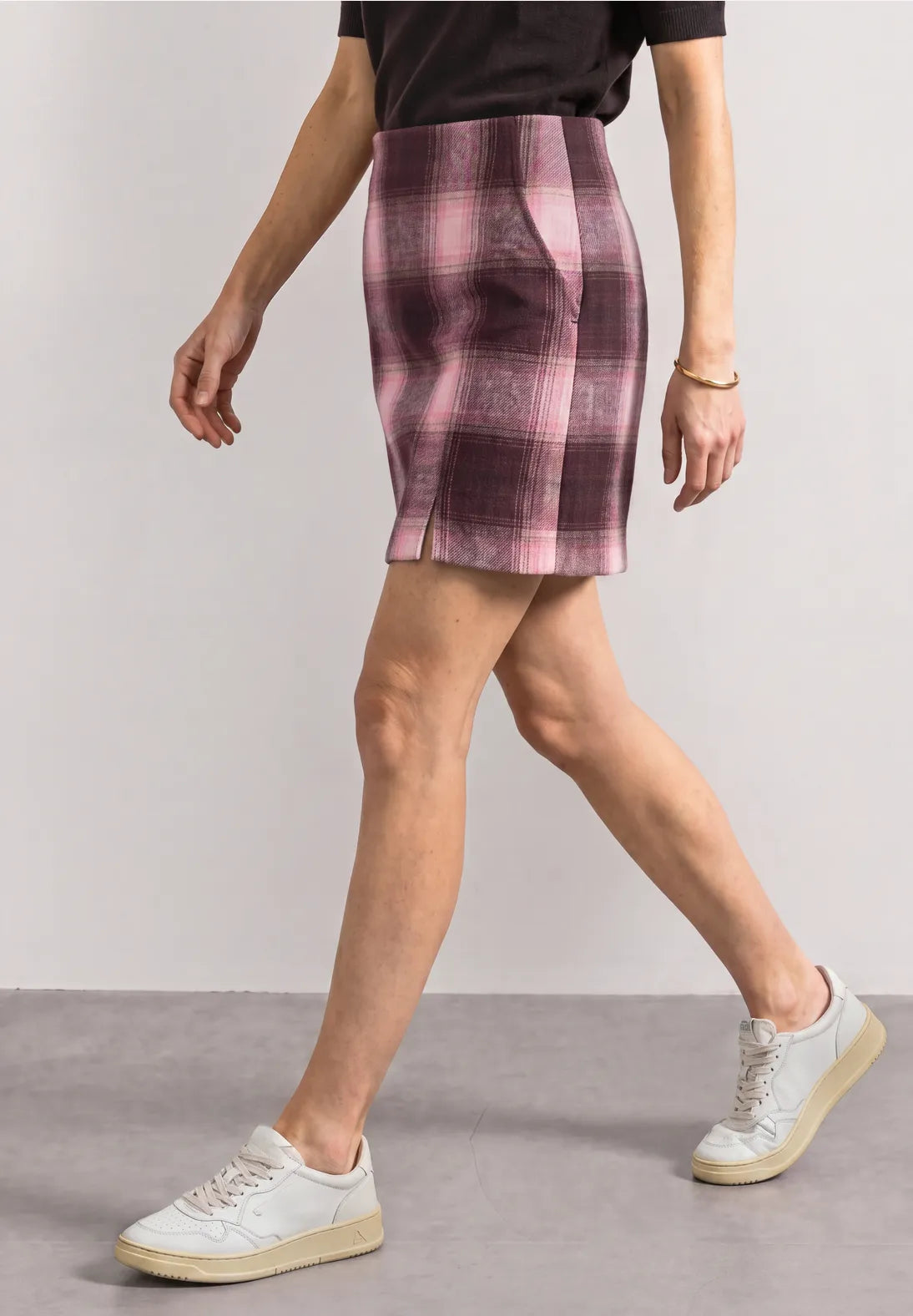 Street One Wool-look mini skirt with a check pattern 362036
