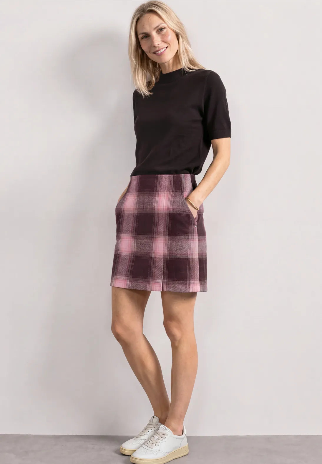 Street One Wool-look mini skirt with a check pattern 362036