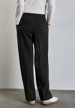 Street One Straight Leg Black trousers with button waist detail 378671