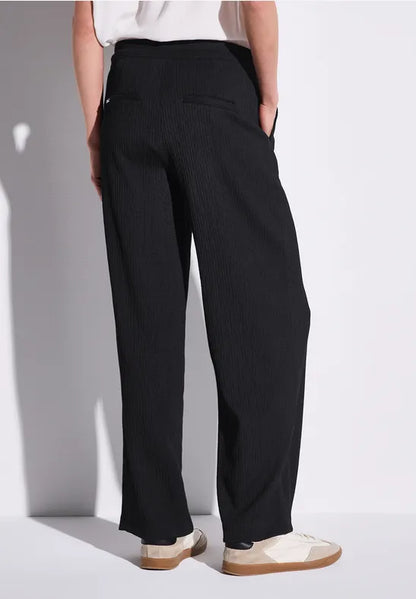 Street One Crinkle trousers 30&quot; leg in Black, Mocha or Green 379034