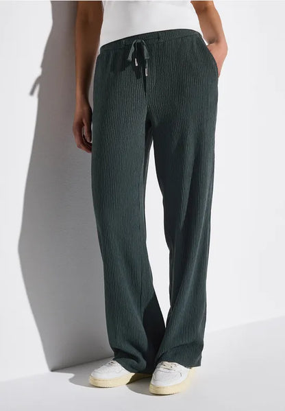 Street One Crinkle trousers 30&quot; leg in Black, Mocha or Green 379034