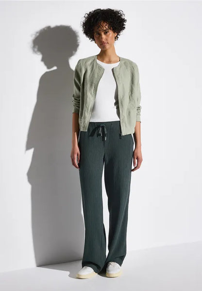 Street One Crinkle trousers 30&quot; leg in Black, Mocha or Green 379034