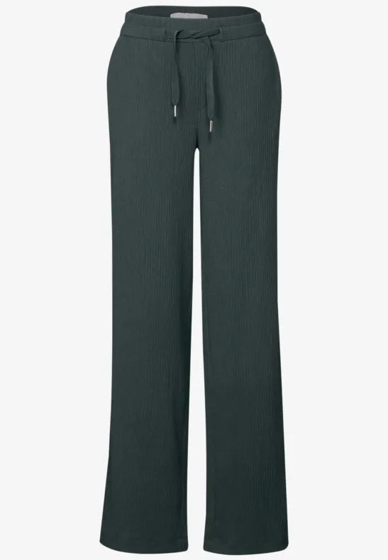 Street One Crinkle trousers 30&quot; leg in Black, Mocha or Green 379034