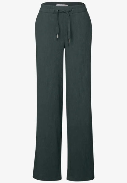 Street One Crinkle trousers 30&quot; leg in Black, Mocha or Green 379034