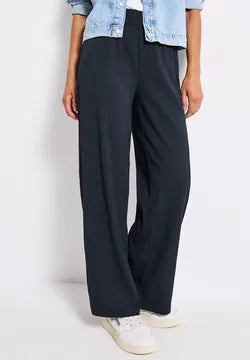 Street One Crinkle trousers in Deepwater navy blue 378545