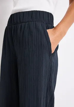 Street One Crinkle trousers in Deepwater navy blue 378545