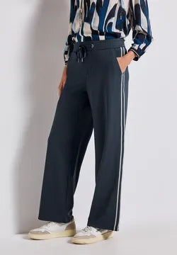 Street One Lux Joggers 30&quot; leg with side stripe . Navy 379547