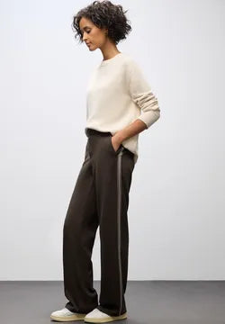 Street one straight leg Brown Trousers with side stripe
