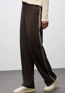 Street one straight leg Brown Trousers with side stripe