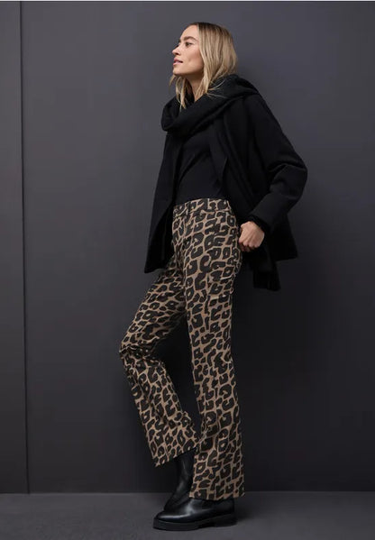 Street One Soft Stretch Bootcut animal print Trousers  379768