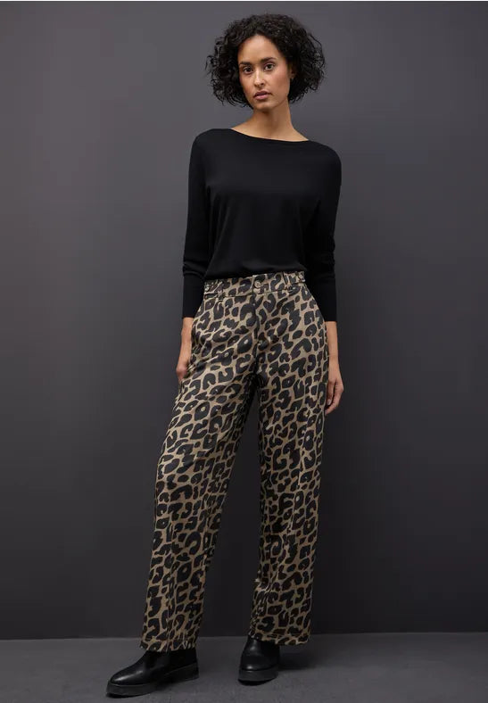 Street One Soft Stretch Trousers in rich Leopard Print 379770