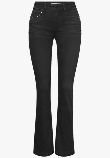 Street One Black Wash high waist jeans with stud detail 379782
