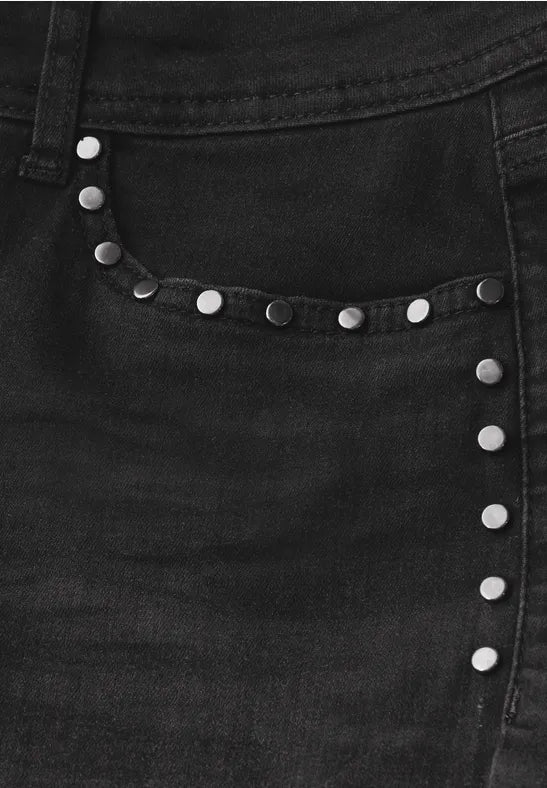 Street One Black Wash high waist jeans with stud detail 379782