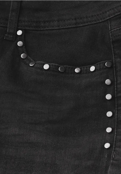 Street One Black Wash high waist jeans with stud detail 379782
