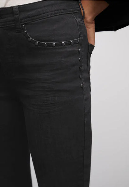 Street One Black Wash high waist jeans with stud detail 379782