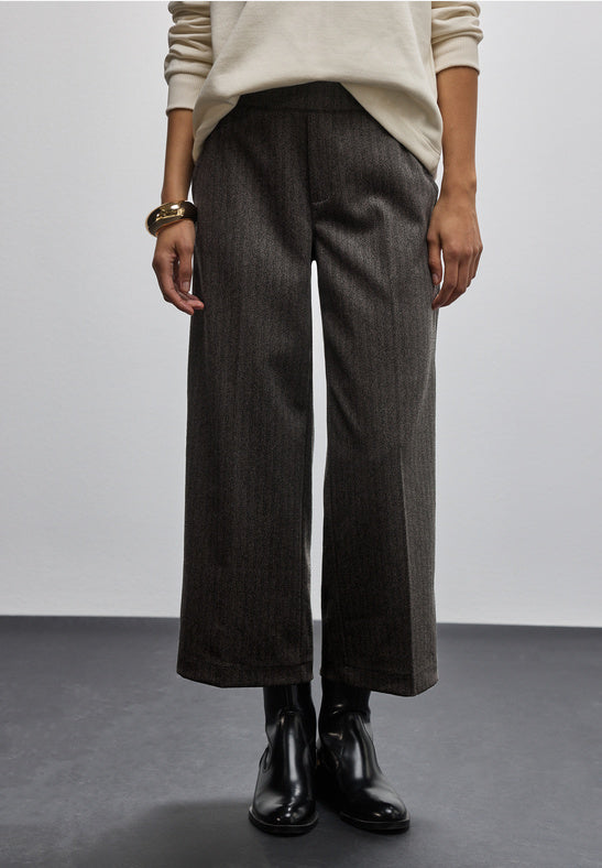 Street One Herringbone trousers in Deep Roast Brown 26&quot; leg 379785