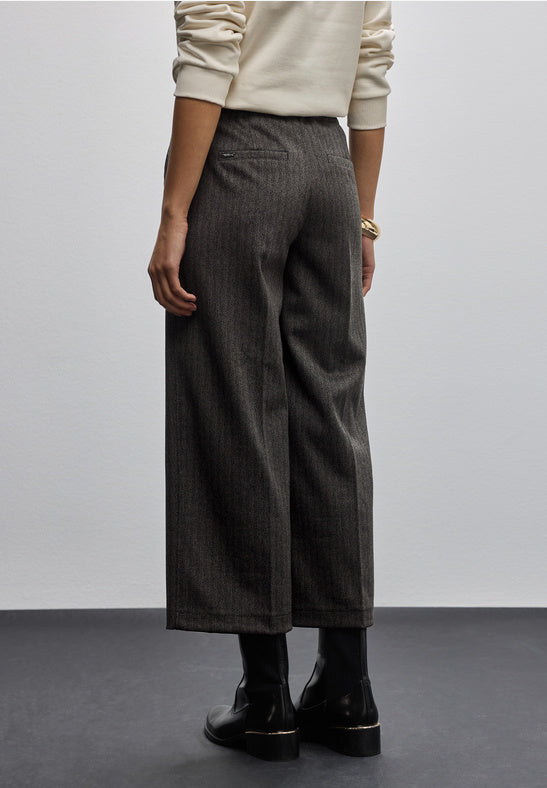 Street One Herringbone trousers in Deep Roast Brown 26&quot; leg 379785
