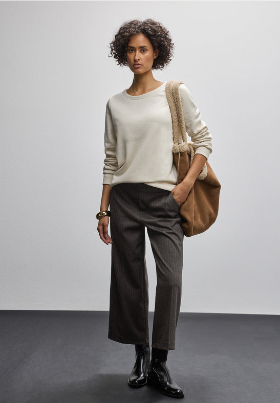 Street One Herringbone trousers in Deep Roast Brown 26&quot; leg 379785