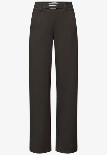 Street One High Waist straight Leg  Jersey Trousers in Dep Roast Brown 30&quot; leg
