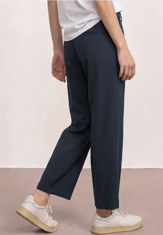 Street One Navy Punto di Roma Straight Leg Trousers 380684