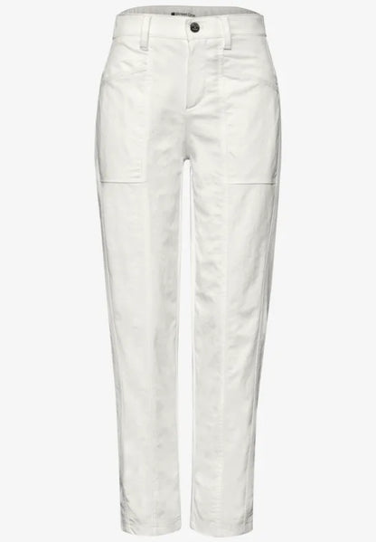 Street One High waist barrel leg trousers in a 28" leg 380801 White