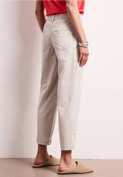 Street One High waist barrel leg trousers in a 28" leg 380801 Sand
