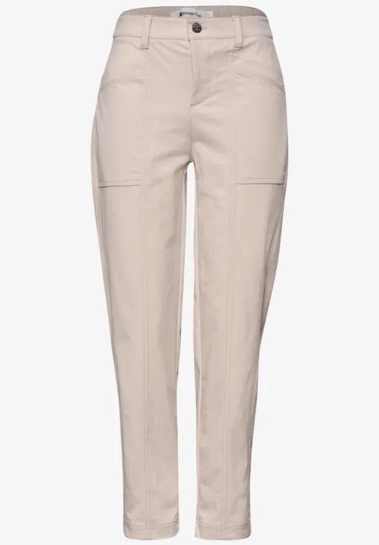 Street One High waist barrel leg trousers in a 28" leg 380801 Sand