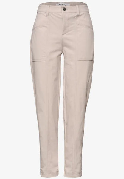 Street One High waist barrel leg trousers in a 28" leg 380801 Sand