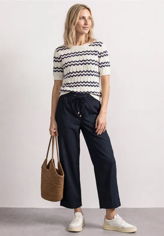 Street One lightweight straight leg trousers 28" leg navy  381400 1