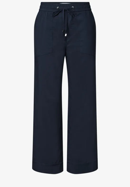 Street One lightweight straight leg trousers 28" leg navy  381400 1